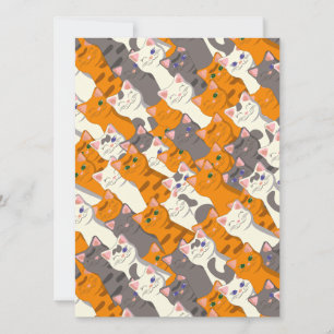 Invitation Motif en diagonale du chat noir blanc gingembre