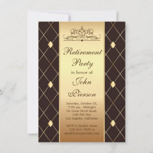 Invitation Motif en diamant d'or sur la partie de retraite br