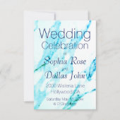 Invitation Motif en marbre blanc Turquoise moderne (Devant)