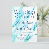 Invitation Motif en marbre blanc Turquoise moderne (Debout devant)