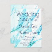 Invitation Motif en marbre blanc Turquoise moderne (Devant / Derrière)