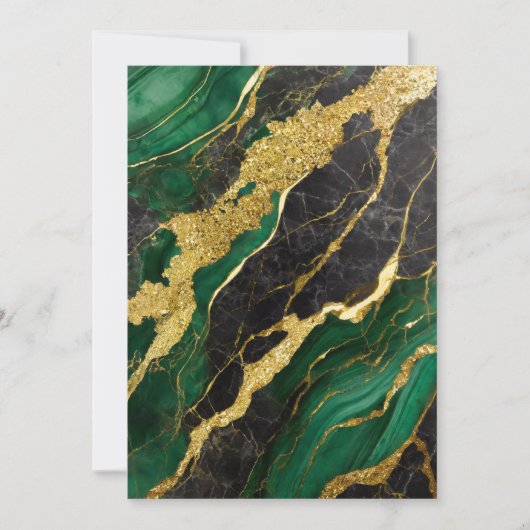 Invitation Motif en marbre vert avec or (Devant)