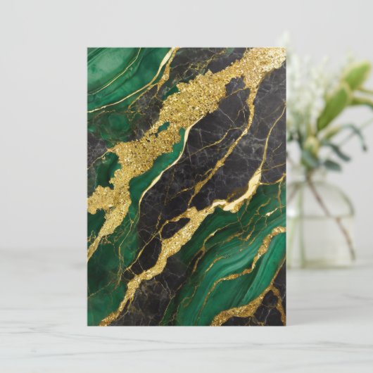 Invitation Motif en marbre vert avec or (Debout devant)