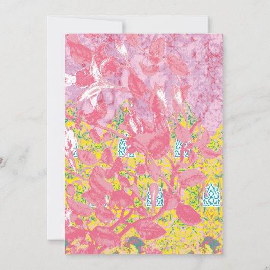 Invitation Motif en tissu dynamique avec rose, jaune et (Dos)