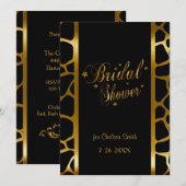 Invitation Motif Fête des mariées Giraffe Avec Lettres Or (Devant / Derrière)