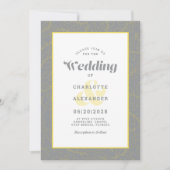 Invitation Motif Feuille Abstrait moderne | gris et jaune (Devant)