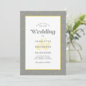 Invitation Motif Feuille Abstrait moderne | gris et jaune (Debout devant)