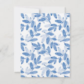 Invitation Motif Feuille d'aquarelle bleu (Dos)