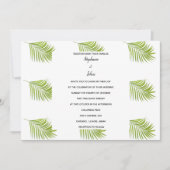 Invitation Motif feuille de palme vert blanc Mariage simple (Devant)