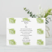 Invitation Motif feuille de palme vert blanc Mariage simple (Debout devant)