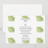 Invitation Motif feuille de palme vert blanc Mariage simple (Devant / Derrière)