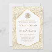 Invitation Motif Feuille d'or musulman Mariage musulman (Devant)