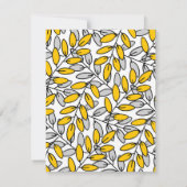 Invitation Motif Feuille gris-jaune dessiné à la main (Dos)