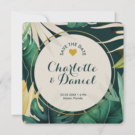 Invitation Motif Feuille thématique | MARIAGE | Enregistrer L (Devant)