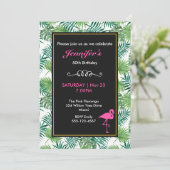 Invitation Motif Feuille tropical et Flamant rose rose Annive (Debout devant)