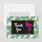 Invitation Motif Feuille tropical et Flamant rose rose Merci (Devant / Derrière)