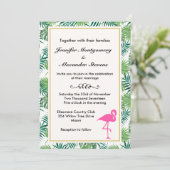 Invitation Motif Feuille tropical et Mariage de Flamant rose (Debout devant)