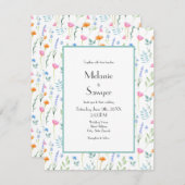 Invitation Motif Fleur sauvage d'aquarelle mixte (Devant / Derrière)
