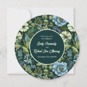 Invitation Motif Fleur sauvage victorien bleu et vert (Devant)
