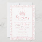 Invitation Motif fleuri rose petit baby shower princesse (Devant)