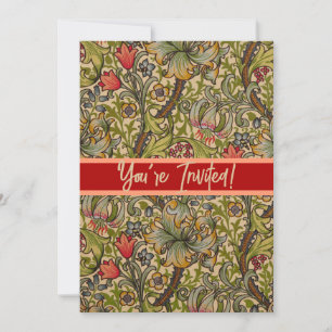 Invitation Motif floral antique Lily dorée de William Morris