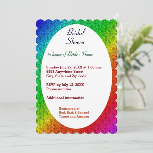 Invitation Motif floral arc-en-ciel Mariage d'automne (Debout devant)