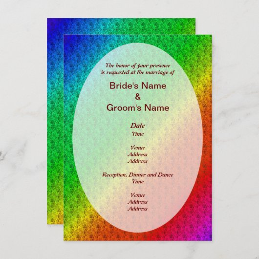 Invitation Motif floral arc-en-ciel Mariage d'automne (Devant / Derrière)