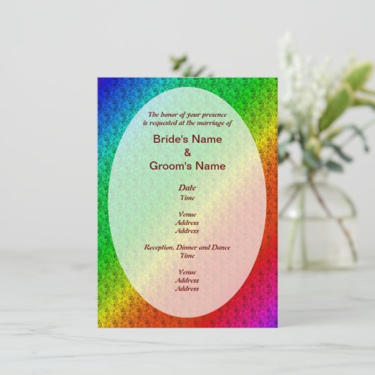 Invitation Motif floral arc-en-ciel Mariage d'automne (Debout devant)