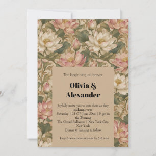 Invitation Motif floral botanique vintage lotus d'eau