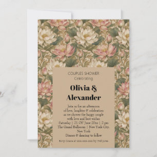 Invitation Motif floral botanique vintage lotus d'eau