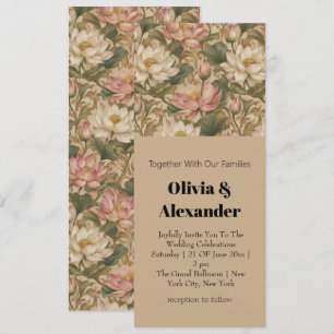 Invitation Motif floral botanique vintage lotus d'eau