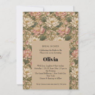 Invitation Motif floral botanique vintage lotus d'eau