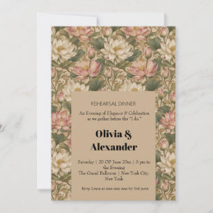 Invitation Motif floral botanique vintage lotus d'eau