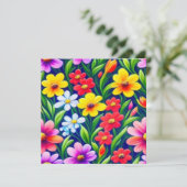 Invitation Motif floral coloré (Debout devant)