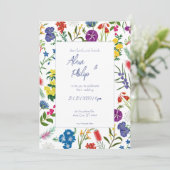 Invitation Motif floral coloré Mariage féminine (Debout devant)