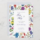 Invitation Motif floral coloré Mariage féminine (Devant / Derrière)