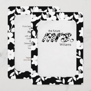 Invitation motif floral de marguerite noir et blanc