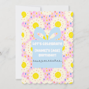 Invitation Motif floral de marguerite rose rétro groovy des a