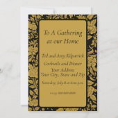 Invitation Motif floral indien en laque noire et or antique (Dos)
