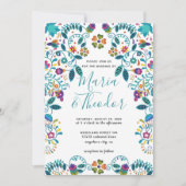 Invitation Motif floral mexicain style Mariage de luxe (Devant)