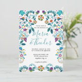 Invitation Motif floral mexicain style Mariage de luxe (Debout devant)