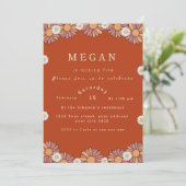Invitation Motif floral Pastel Rose & Orange Daisy (Debout devant)
