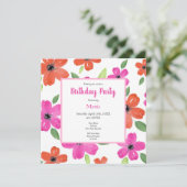 Invitation Motif floral rose et orange chaud (Debout devant)