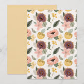 Invitation Motif floral sans couture pastel à l'aquarelle | D (Devant / Derrière)