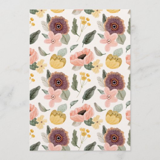 Invitation Motif floral sans couture pastel à l'aquarelle | D (Devant)