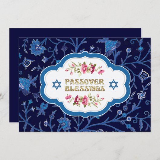 Invitation Motif floral Seder Pessin (Devant / Derrière)