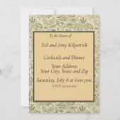 Invitation Motif Floral Vert Sage Antique Damas (Dos)