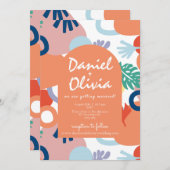 Invitation Motif forestier moderne avec Mariage QR (Devant / Derrière)