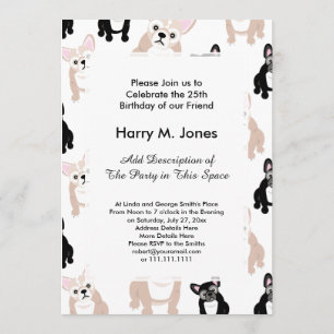 Invitation Motif français de Bulldog personnalisé