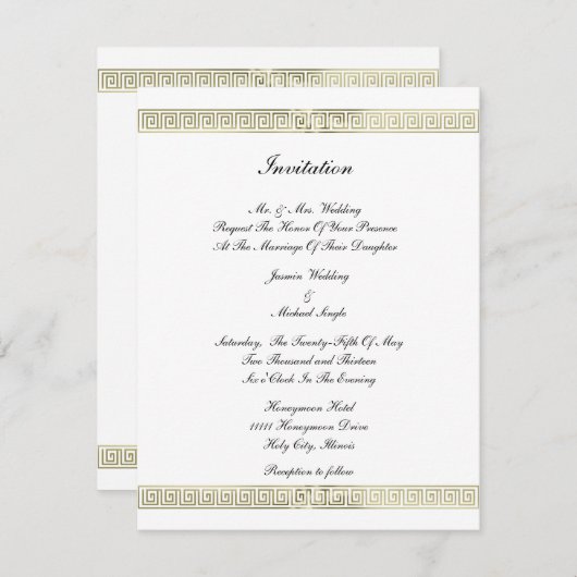 Invitation Motif frontière or (Devant / Derrière)